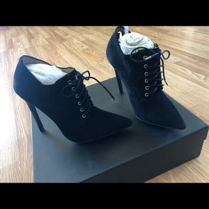 L.A.M.B Isabella Black Suede Booties